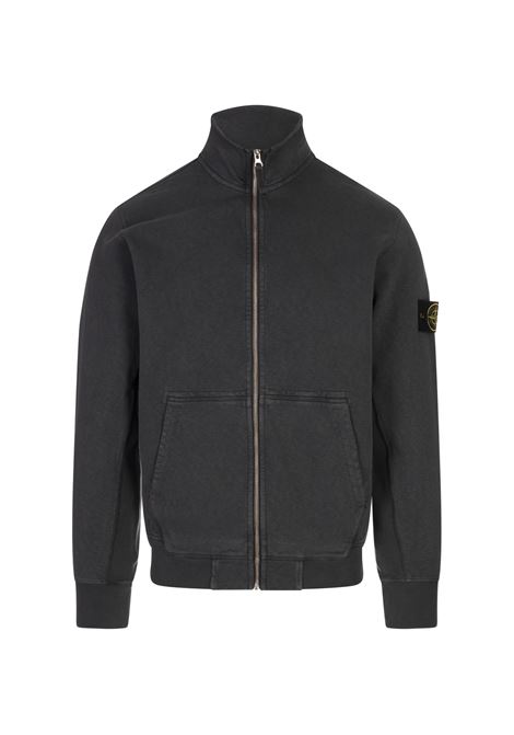 Felpa Full Zip Antracite In Pile Di Cotone Malfilé Con Effetto OLD STONE ISLAND | K1S156100022-S0060V0165